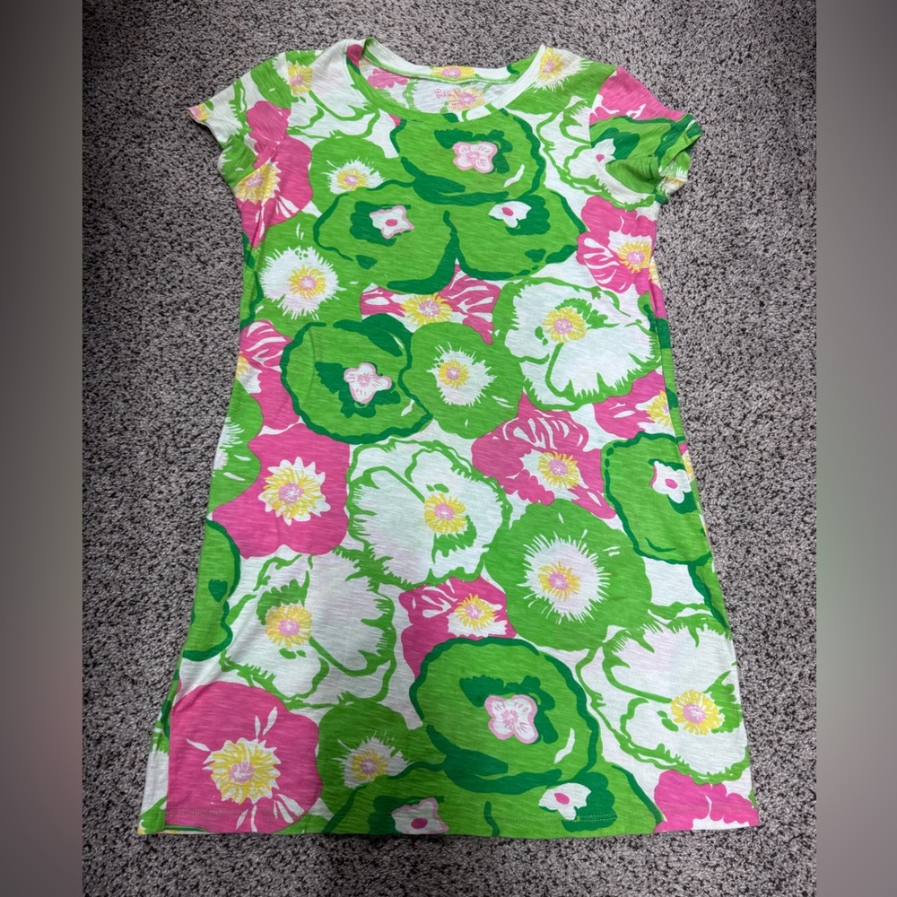 Lilly Pulitzer Bright Floral Mini Dress in Pink, Green & White